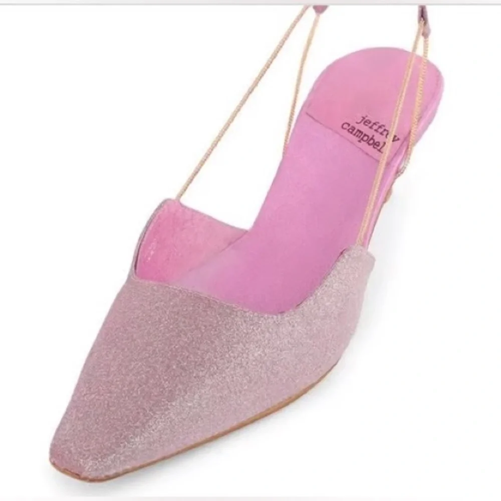 Jeffrey Campbell Sparkly Heels Sequins Pink Glitter Strap Womens Shoes Zeta 7.5
